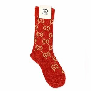 Gucci GG Cotton-Blend Socks in Orange and Beige